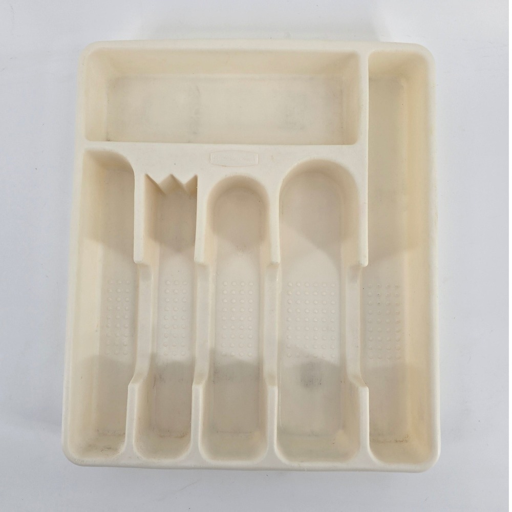Rubbermaid 2925 Kitchen Silverware Cutlery Tray Organizer Off-White 5-Slot